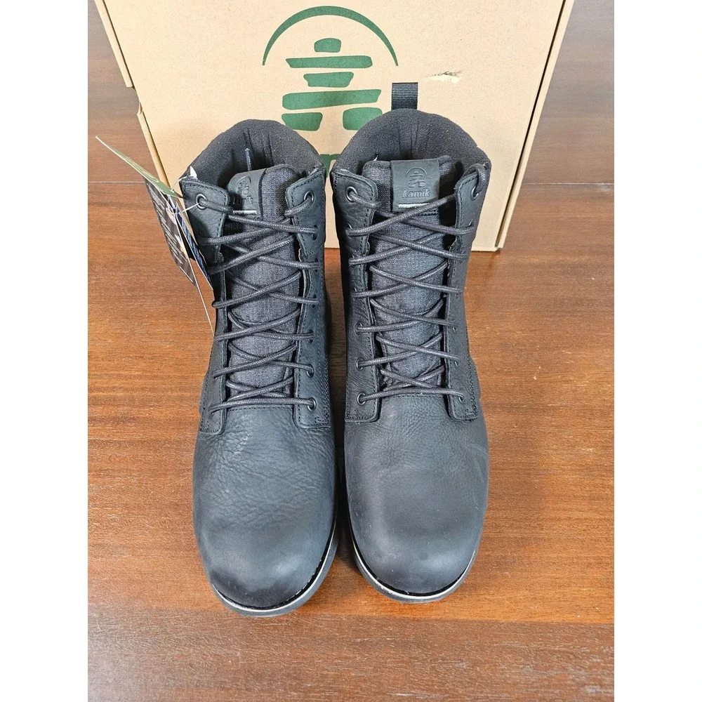 Kamik Brody L Winter Boots Men 11 Black Waterproof Insulated Leather WK0036 BLK